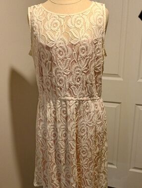 Siena Studio Ivory Lace Mini Dress with Blush Underlay